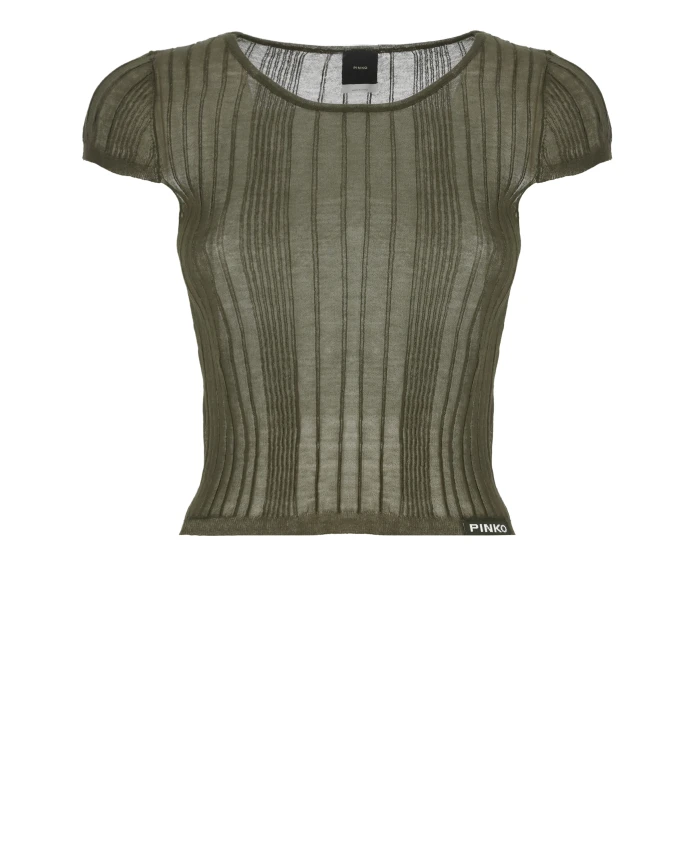 

Зеленая хлопковая футболка с нашивкой с логотипом. Pinko, зеленый