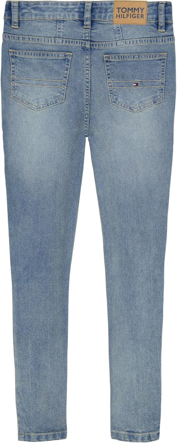 Джинсы Tommy Hilfiger Skinny Fit для девочек со средней посадкой, эластичный деним, застежка на молнию и пуговицы, Nolita Wash Logo — фото 2