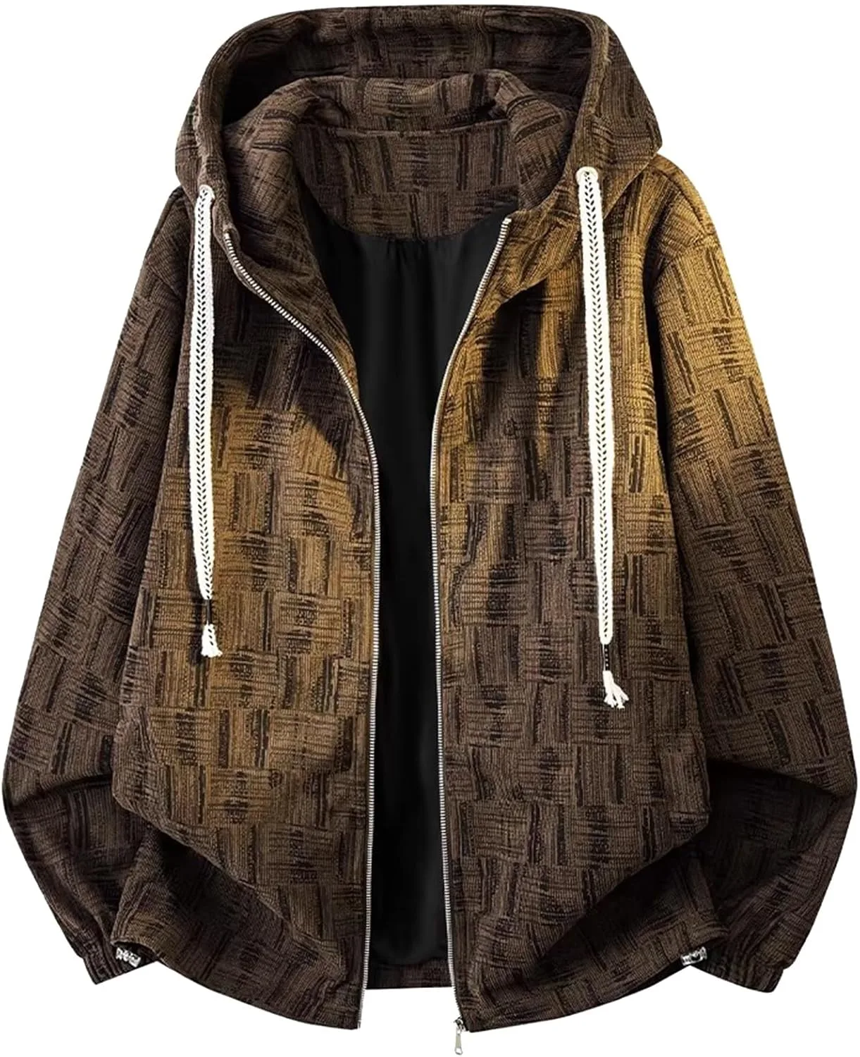 

Мужская худи на молнии с плетеной текстурой, ретро стиль FGQuelleBM