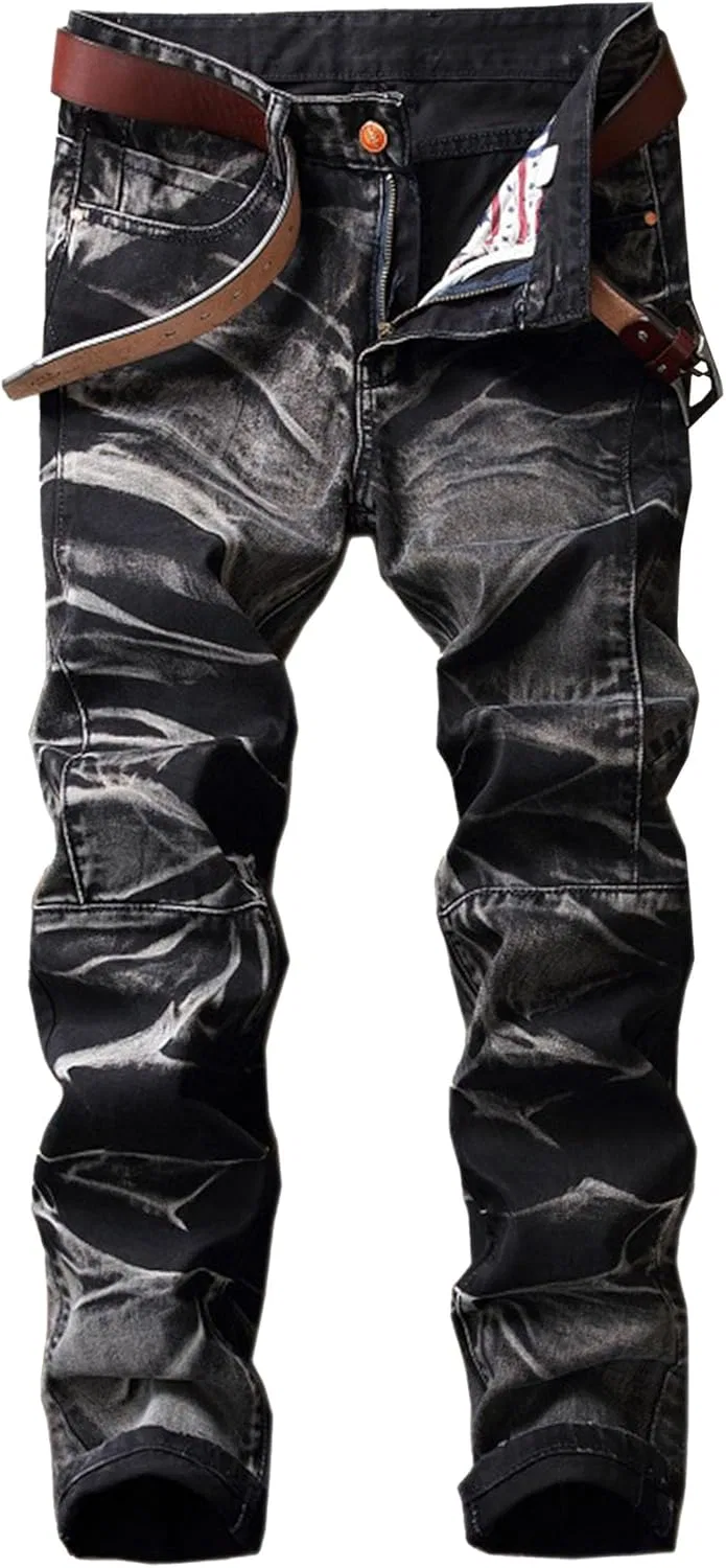 Джинсы узкие потертые мужские, Black