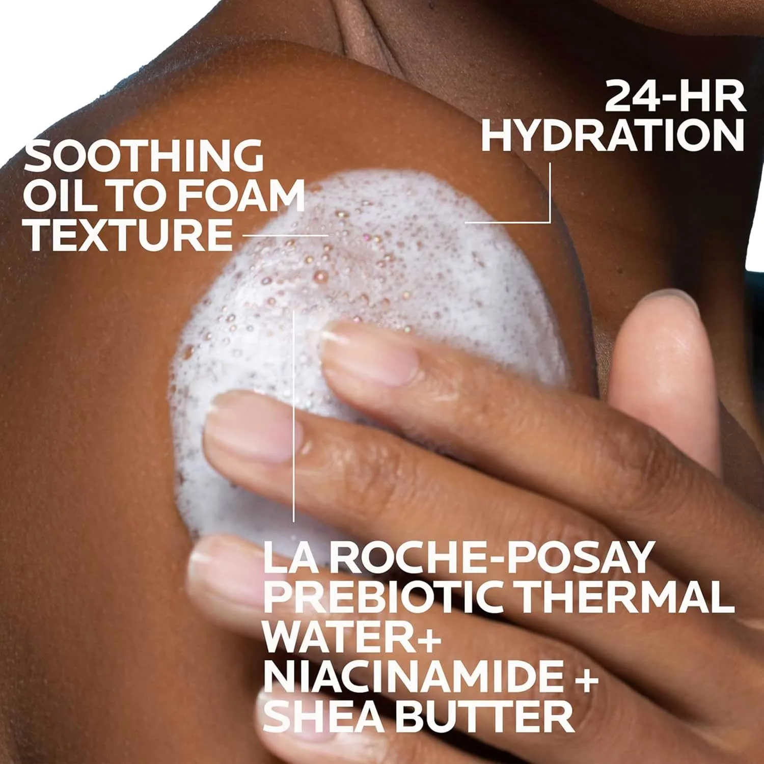 Гидрофильное масло La Roche-Posay — Lipikar AP+ Gentle Foaming Cleansing Oil, нежное очищающее и тела с ниацинамидом, 400 мл — фото 4