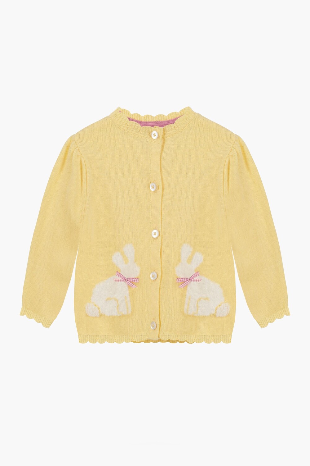 

Хлопковый кардиган Little Lemon Isla с мотивом кролика Trotters London, желтый
