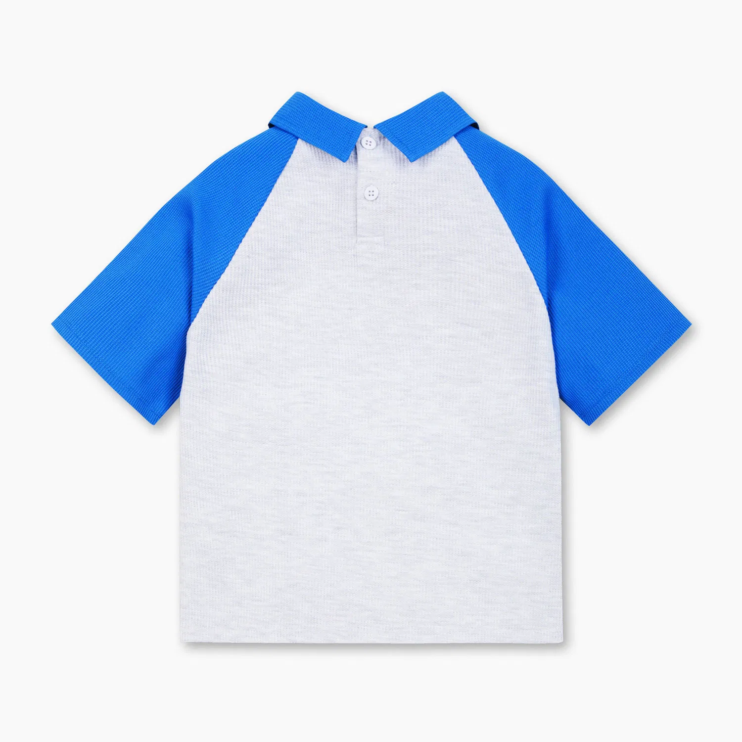Детская футболка-поло Raglan Waffle синего цвета от Benetton Kids — фото 2