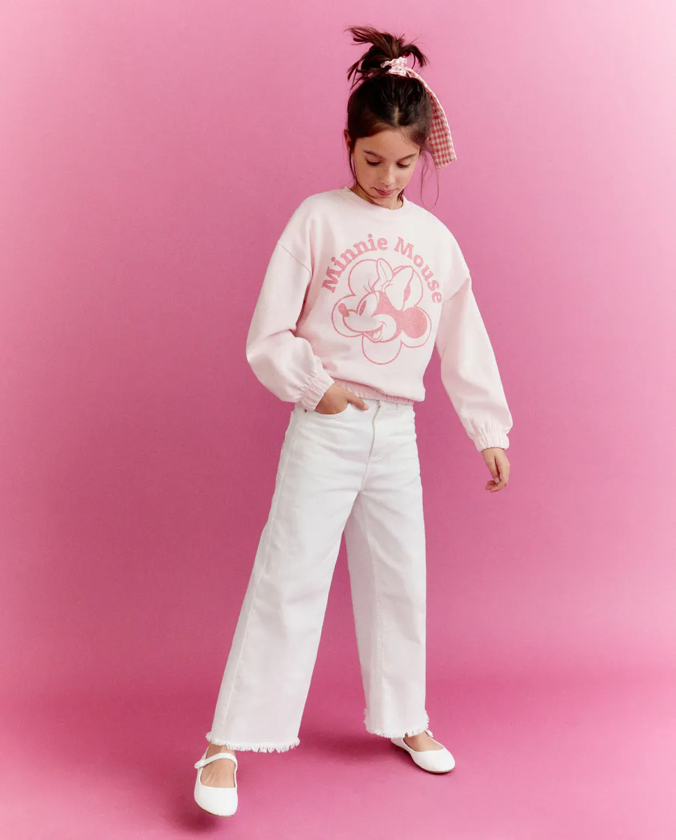 

Девичий свитшот с принтом Минни в блестках Kids El Corte Inglés, цвет Rosa