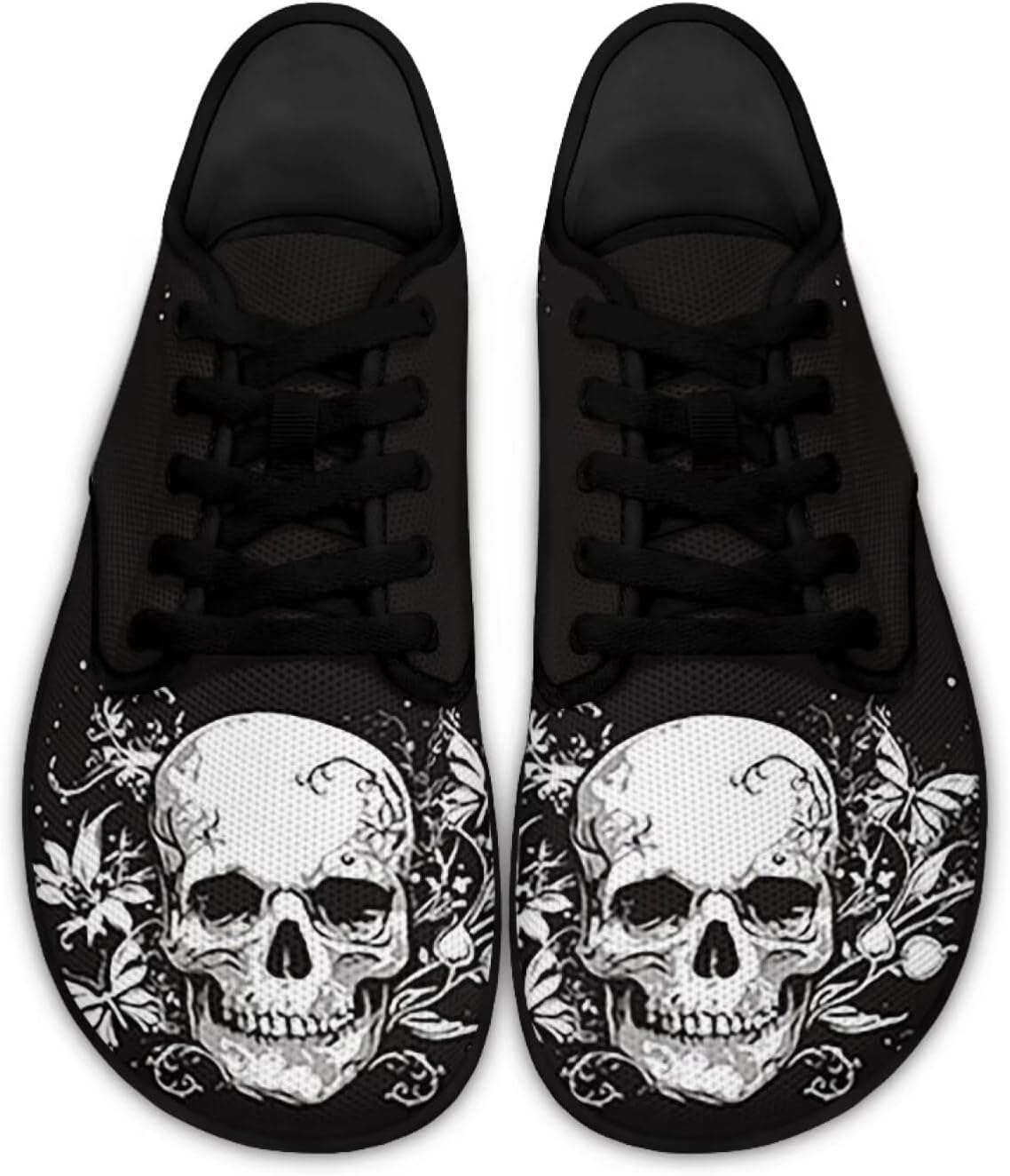 

Женские кроссовки с черепами для ходьбы и бега, модные туфли на шнуровке, лоферы для вождения Ecaestolph, белый/черный