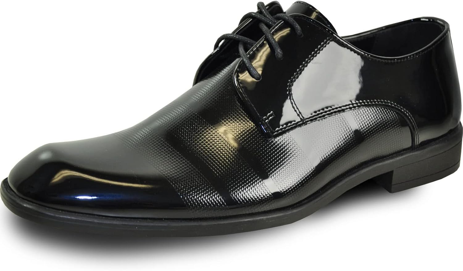 

Мужские туфли VANGELO Oxford для торжественных мероприятий и свадьбы - ширина обуви доступна, черный лаковый/коньячный