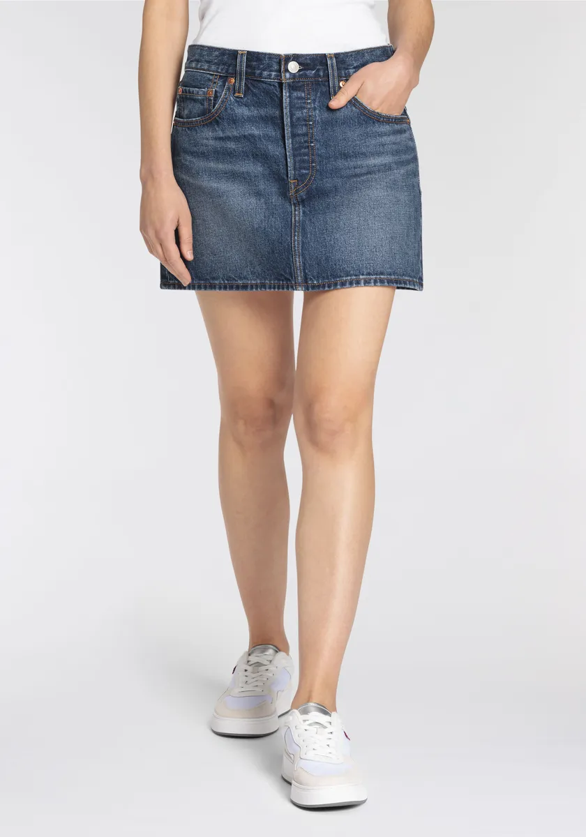 

Джинсовая юбка Levi's "ICON SKIRT" с использованными эффектами и потертыми краями, цвет Lost Peace Of Mind