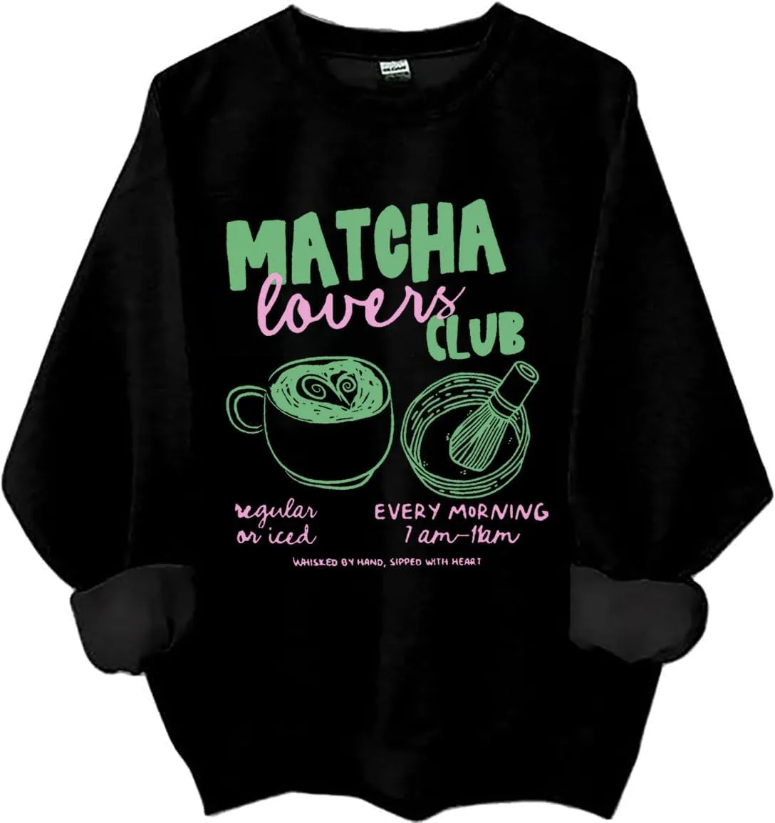 

Толстовка Matcha Lovers Club, кафе-эстетика, цвет Latte Green Tea Czbic