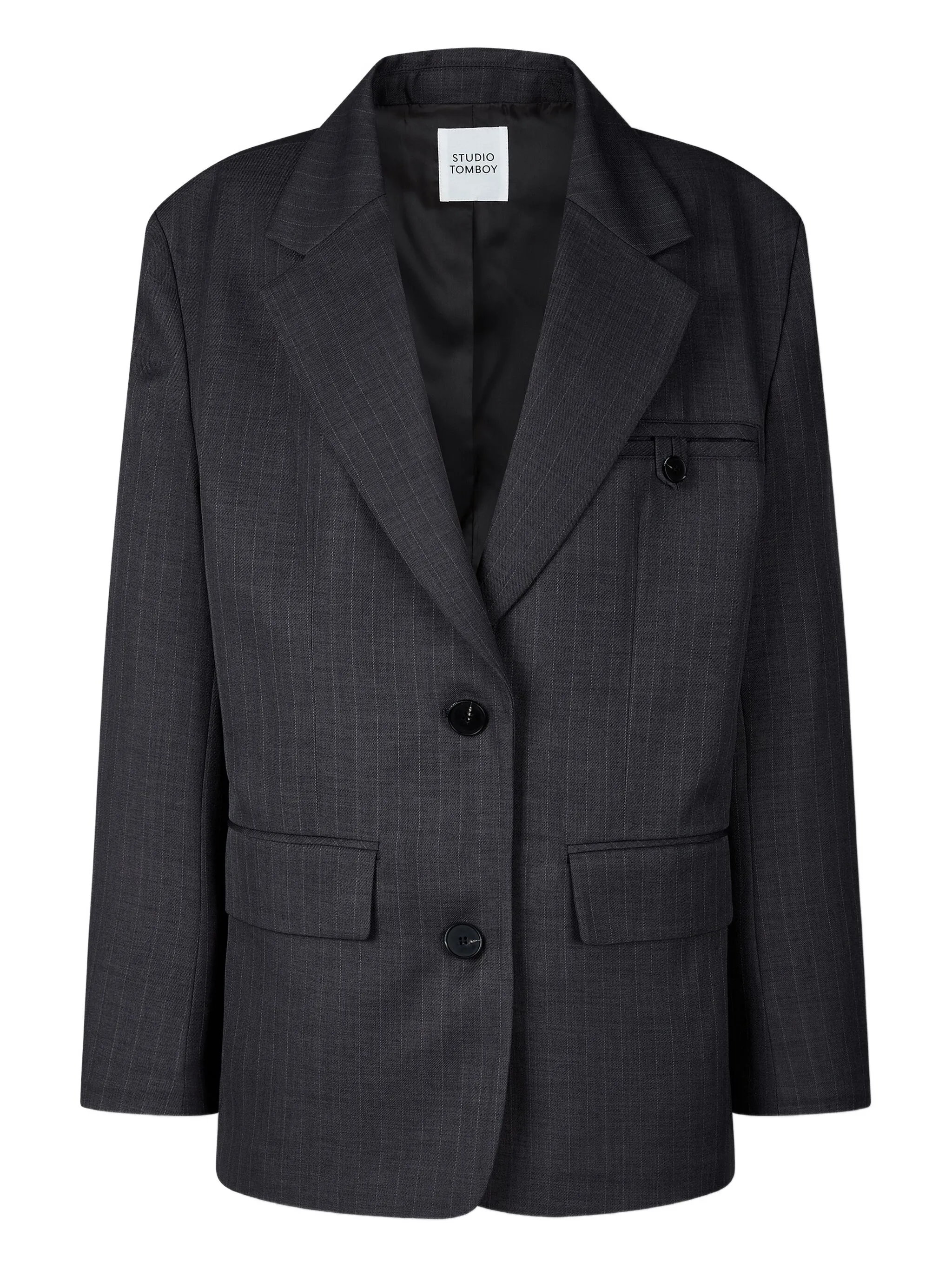 

Однобортный пиджак в тонкую полоску Tomboy, серый