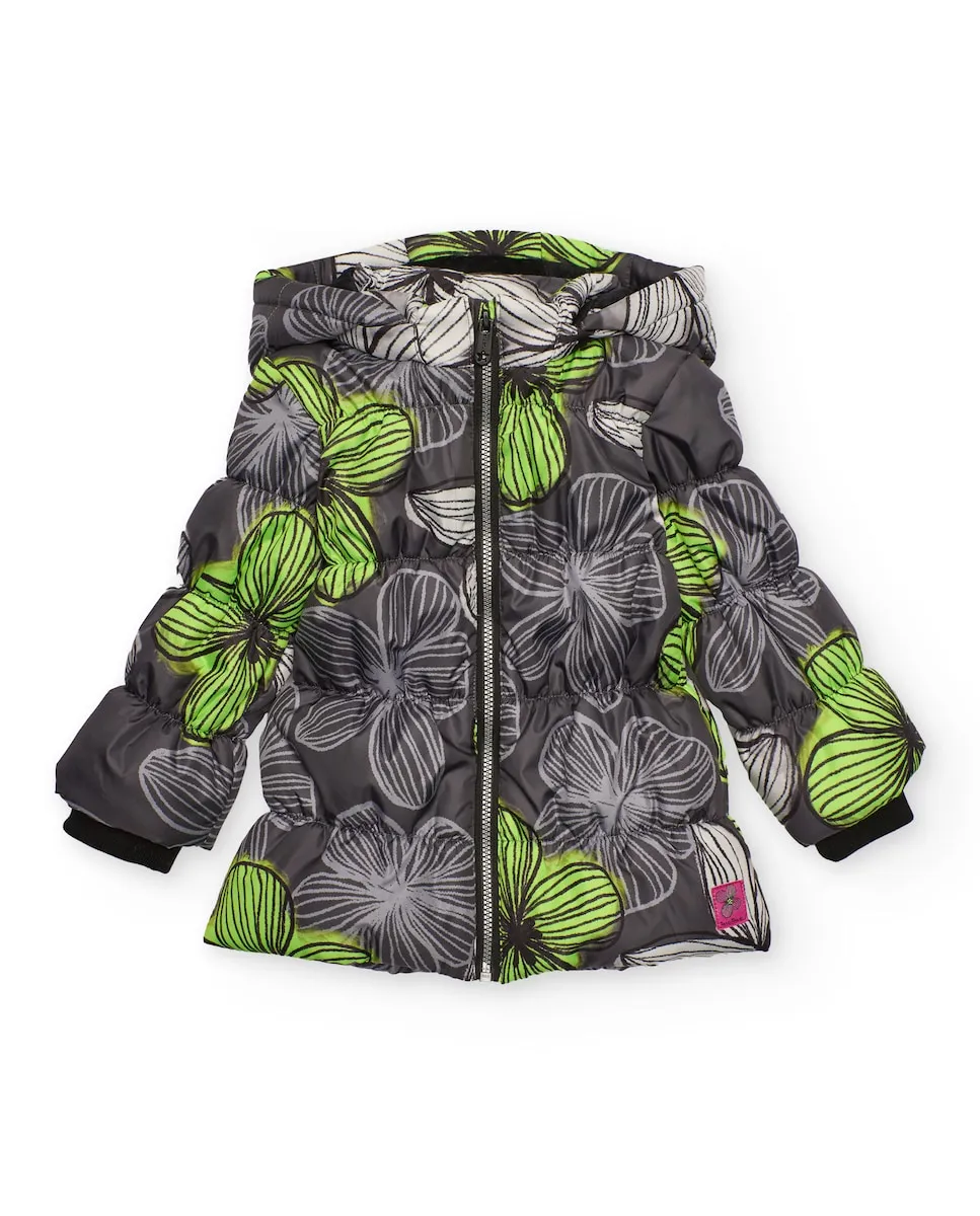 

Детская куртка-пуховик для девочки серого цвета с цветочным принтом Tuc tuc, серый