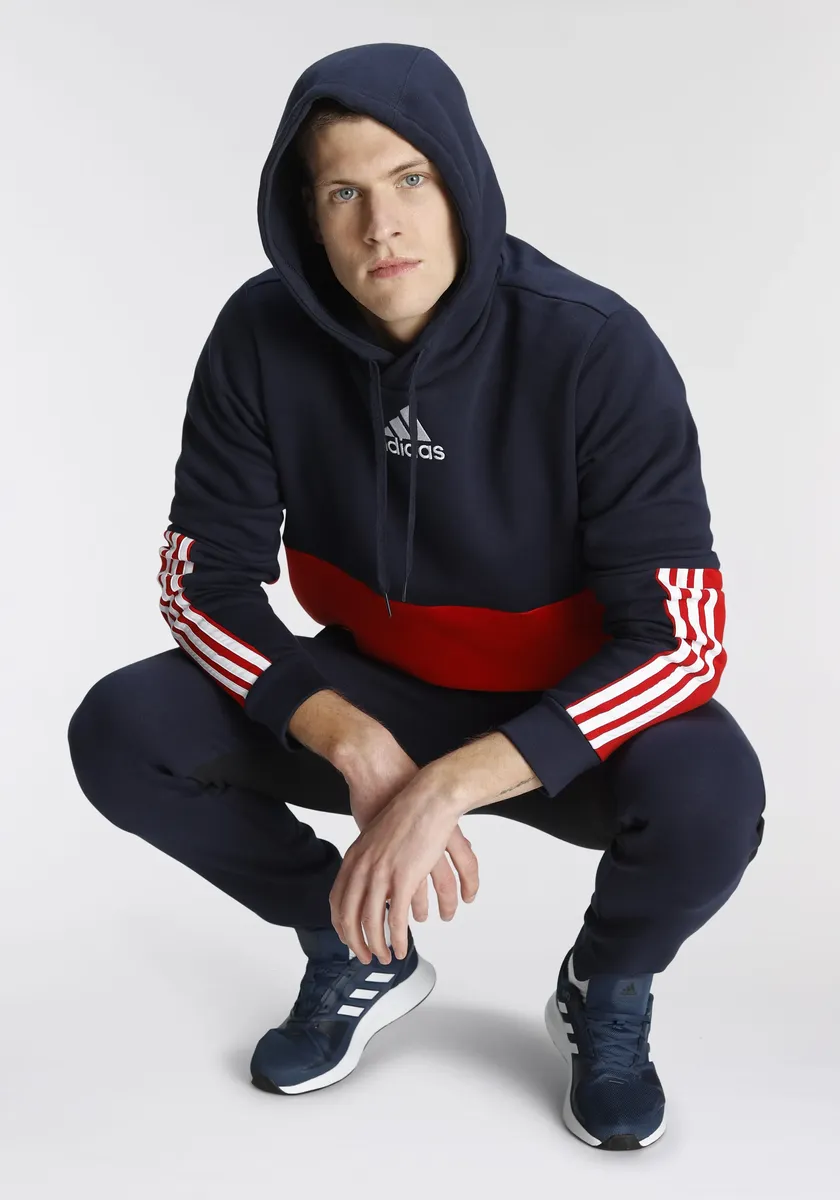 

Толстовка Adidas Sportswear с капюшоном "ESSENTIALS COLORBLOCK FLEECE HOODIE", цвет Legink/White/Scarle