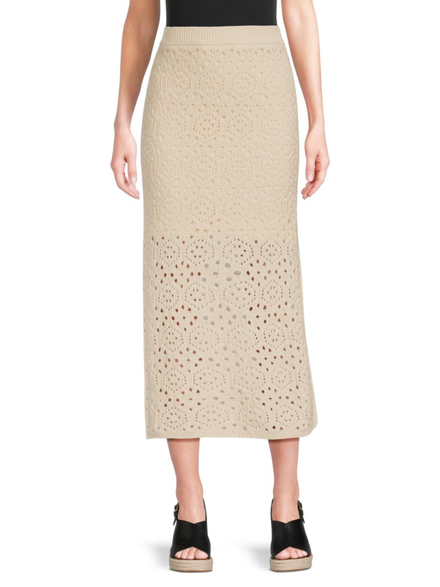 

Юбка-миди из хлопка с ягодным кроше Vero Moda, цвет Birch