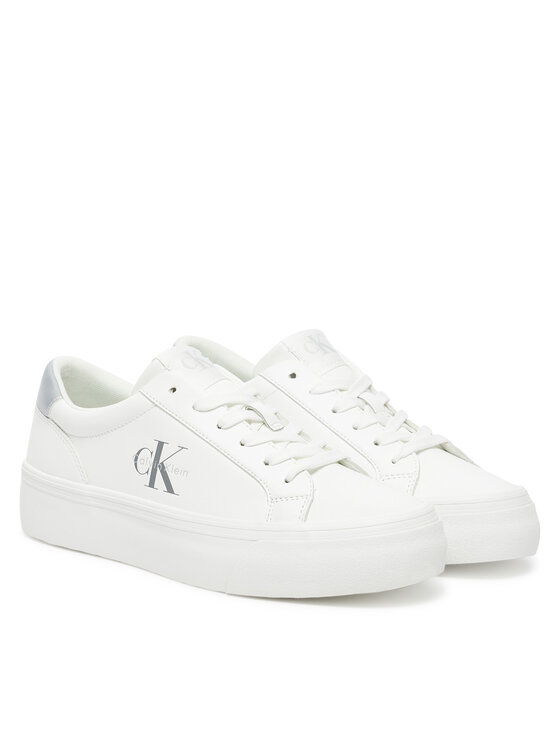 Кроссовки Vulc Flatf Lth Silver Logo Tag YW0YW01877 Calvin Klein Jeans, белый — фото 2