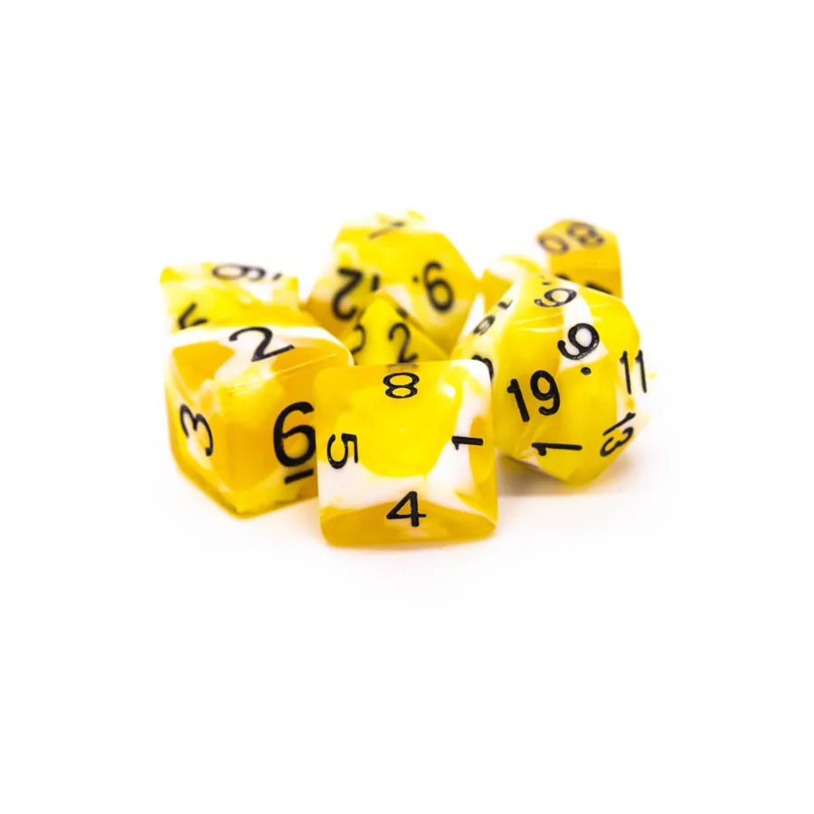 

Поли-набор желто-белый с черным (7), Acrylic-Resin Dice - Vorpal (Poly Sets)