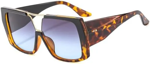 

Большие квадратные солнцезащитные очки для женщин в винтажном стиле, мужские солнцезащитные очки зеленого цвета с защитой от УФ-излучения UV400 MTZJH, Black Leopard