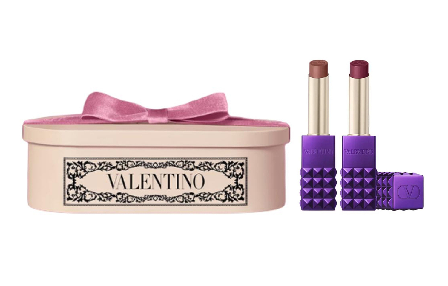Valentino Wilderness Purple Stud Double Piece Faux Fur Heart Box помады матовые натуральный тон 2.3g+2.3g — фото 4