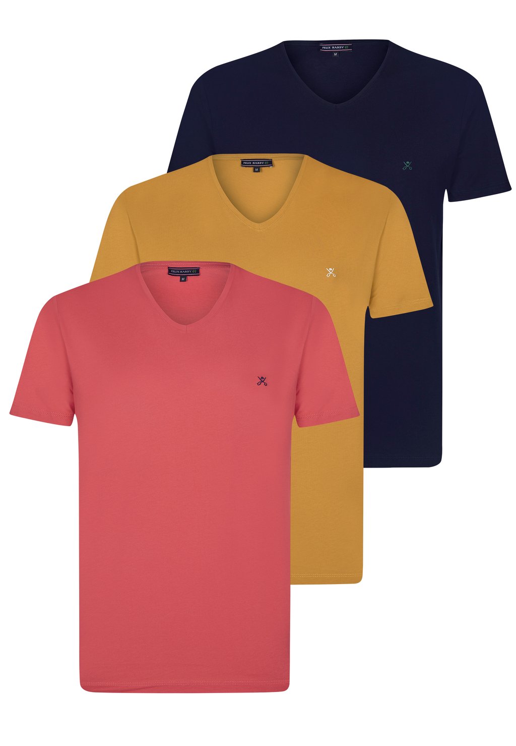 

Футболка базовая 3 PACK VNECK Felix Hardy, цвет pink mustard navy