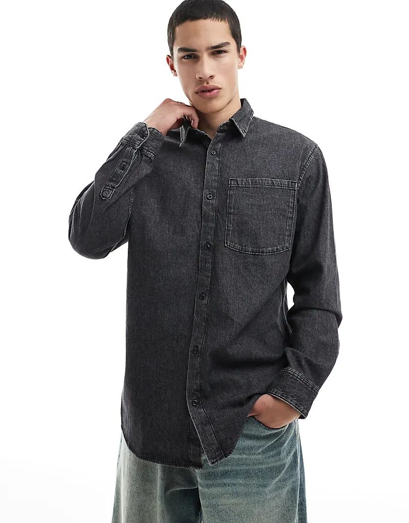 

Джинсовая рубашка с длинными рукавами Jack & Jones черного цвета