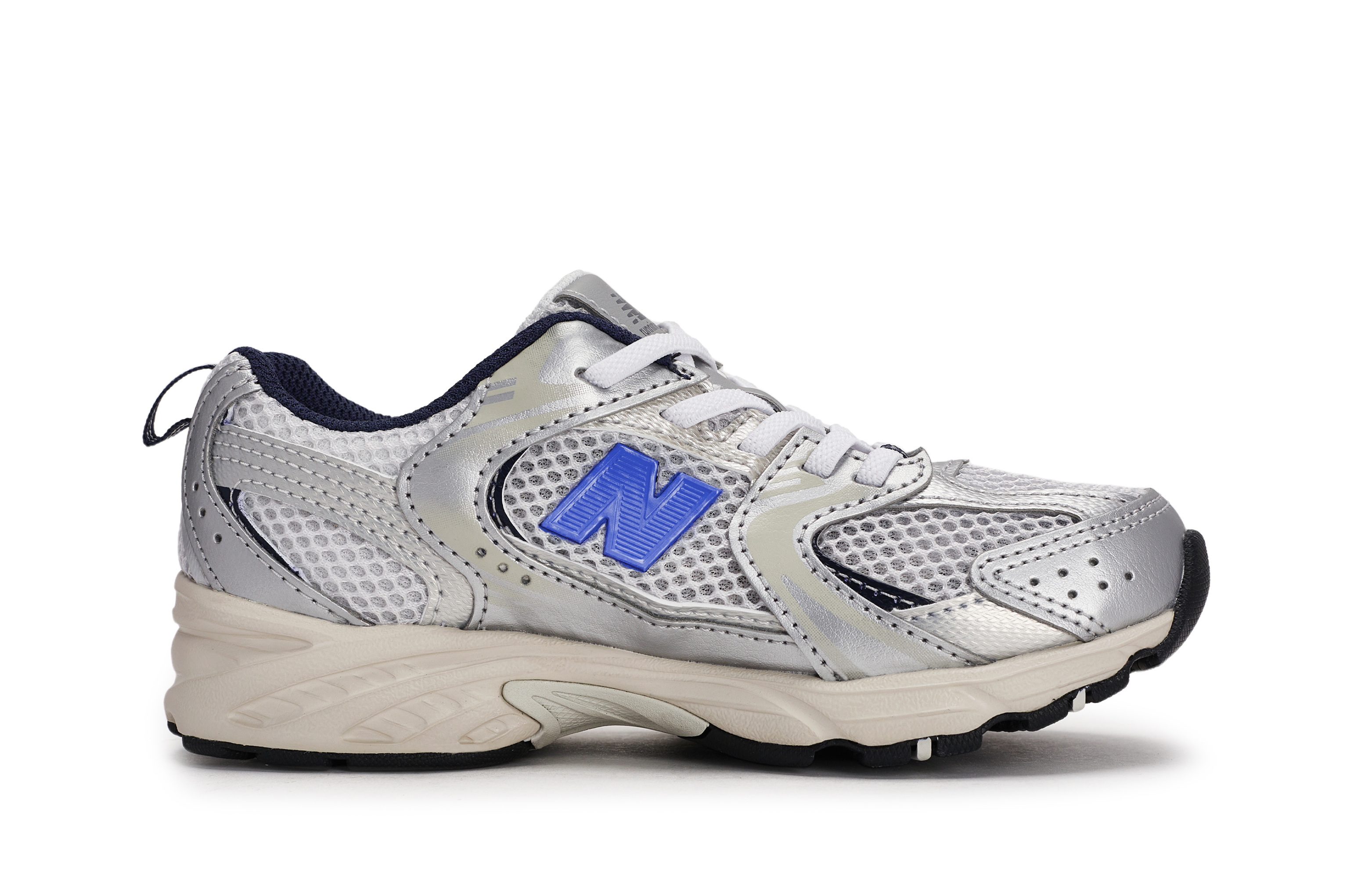 NB 530 Противоскользящие износостойкие низкие детские кроссовки для повседневной носки New Balance, серый/синий/серебряный — фото 2