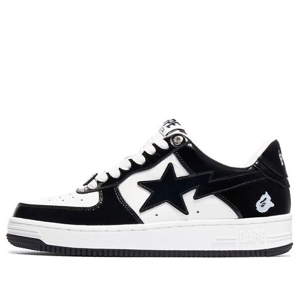 

Кроссовки bape sta patent leather 'black white' A Bathing Ape, черный