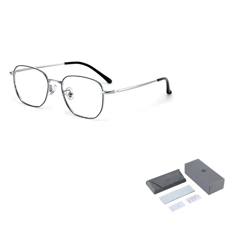 

Wood Premium Титановая прямоугольная оправа для очков унисекс, Black Silver