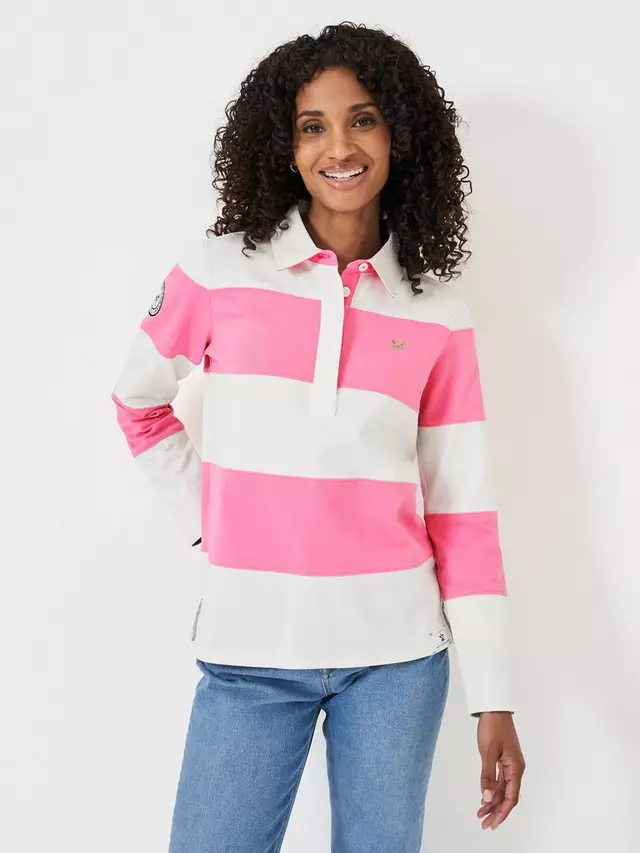 

Рубашка Crew Clothing Long Sleeve Stripe Rugby, цвет bright/pink