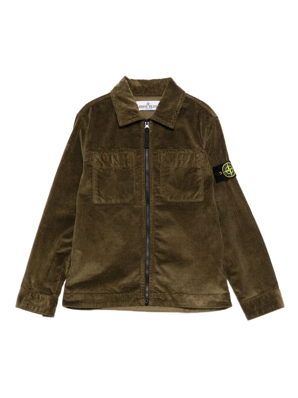 

Вельветовая рубашка с изображением компаса Stone Island Junior, зеленый