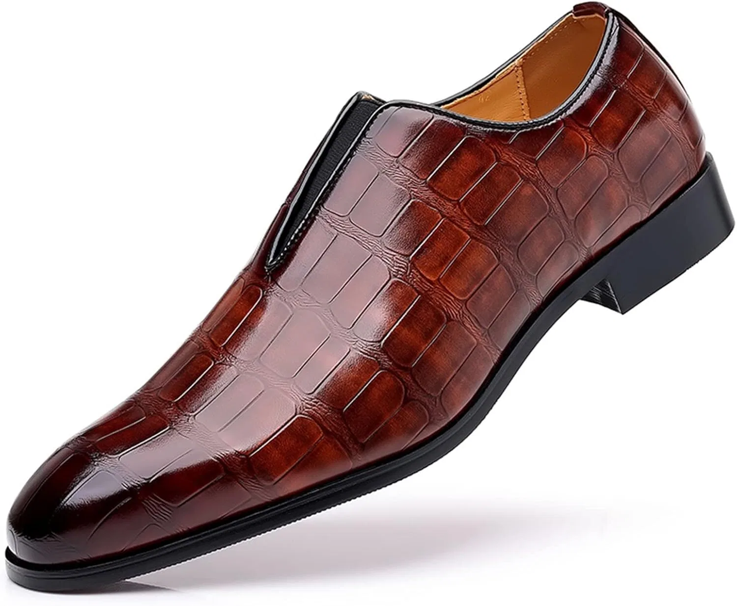 Туфли Herrenschuhe, Größe 9, Klassische Schuhe für Herren, zum Hineinschlüpfen, PU-Leder, niedrige Gummisohle, Blockabsatz, Arbeitskleidung, formelle Kleidung für Herren Generic, Braun — фото 4