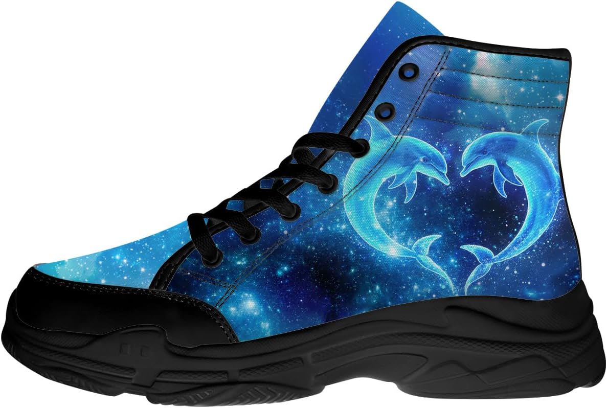 

Высокие кеды Dolphin для женщин и мужчин, кроссовки на платформе из ткани с шнуровкой, подарки для нее и для него Generic, синий