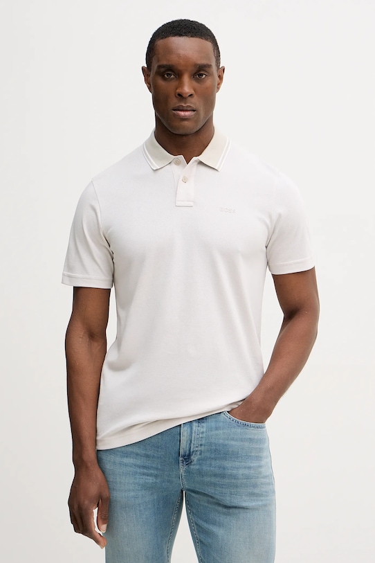 

Поло из хлопка peoxfordnew BOSS Orange, бежевый