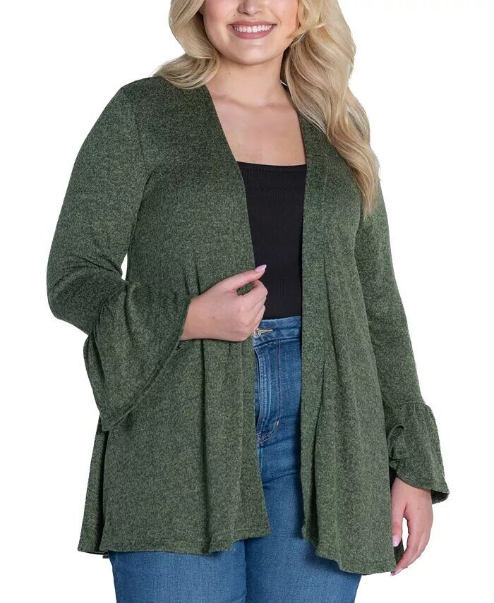 

Открытый кардиган с рукавами-колокольчиками больших размеров 24seven Comfort Apparel, зеленый