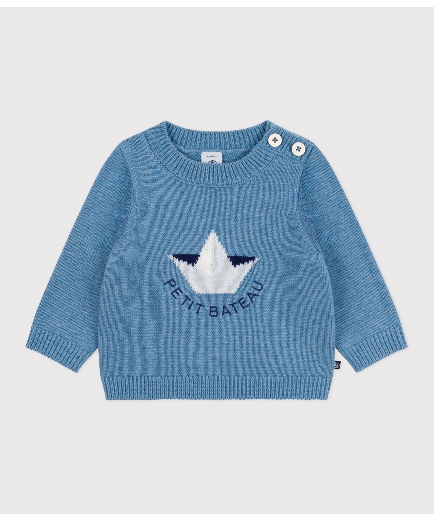 Вязаный пуловер PETIT BATEAU, Light Blue/Multicolor