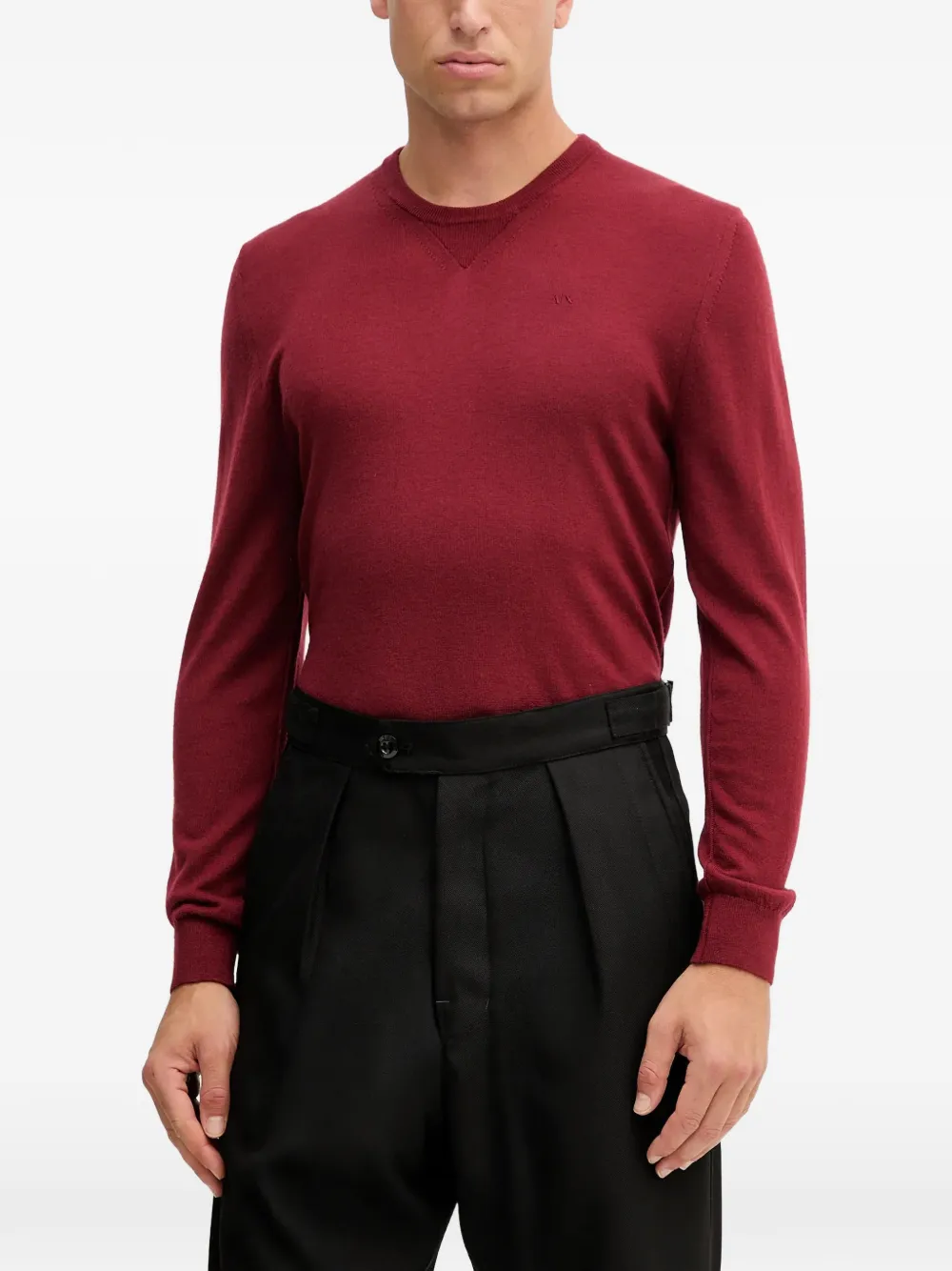 

Свитер с вышитым логотипом и круглым вырезом Armani Exchange, красный