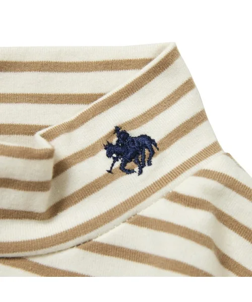 Детская полосатая футболка с длинными рукавами POLO BCS коричневая — фото 3