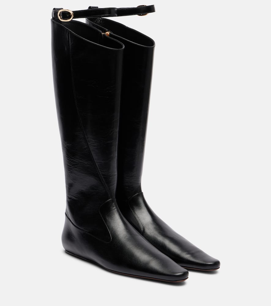Высокие сапоги из состаренной кожи Tory Burch, Black