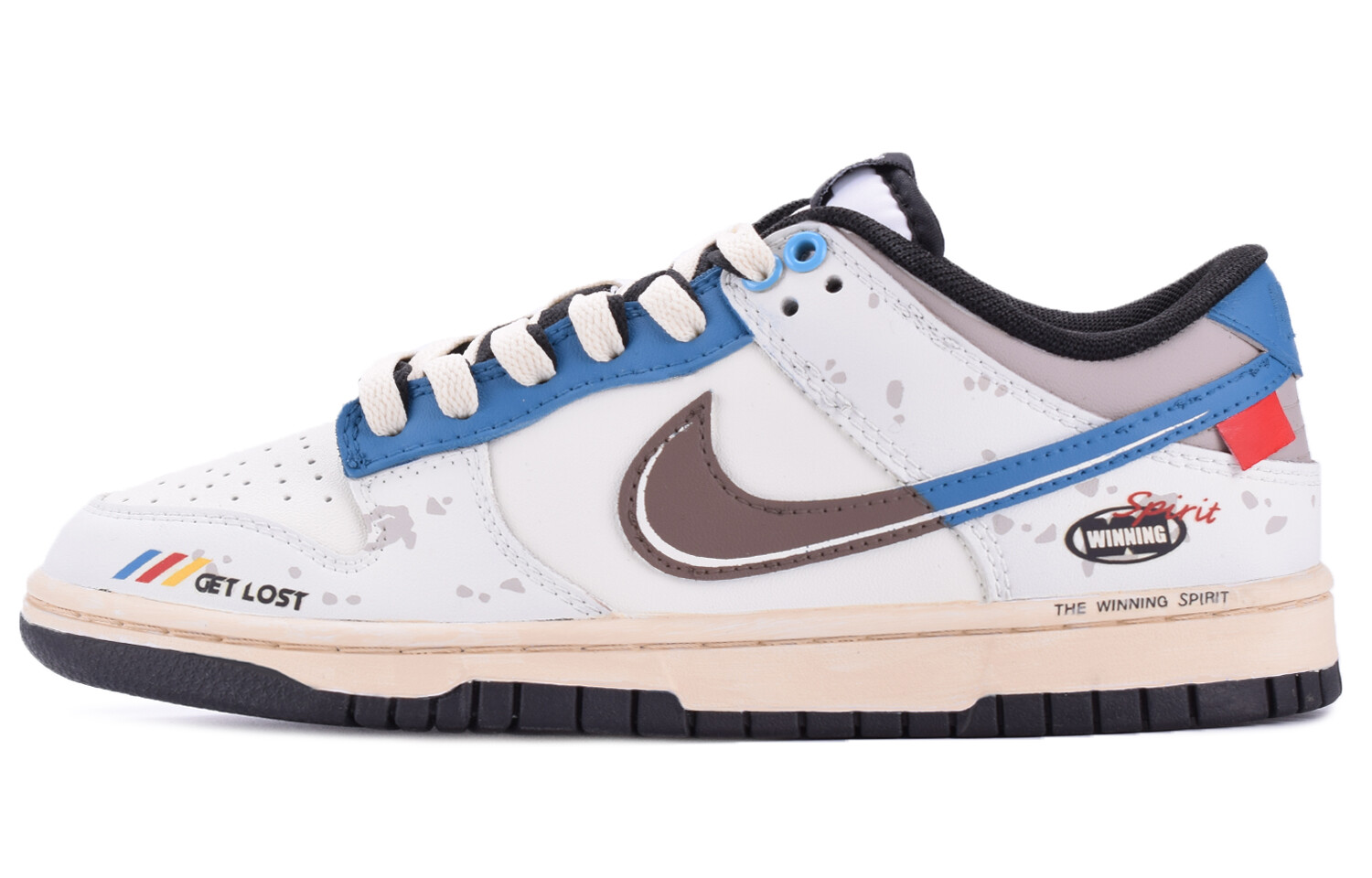 

Кроссовки Nike Dunk Skateboarding Shoes Unisex Low-top Blue-white-brown, коричневый