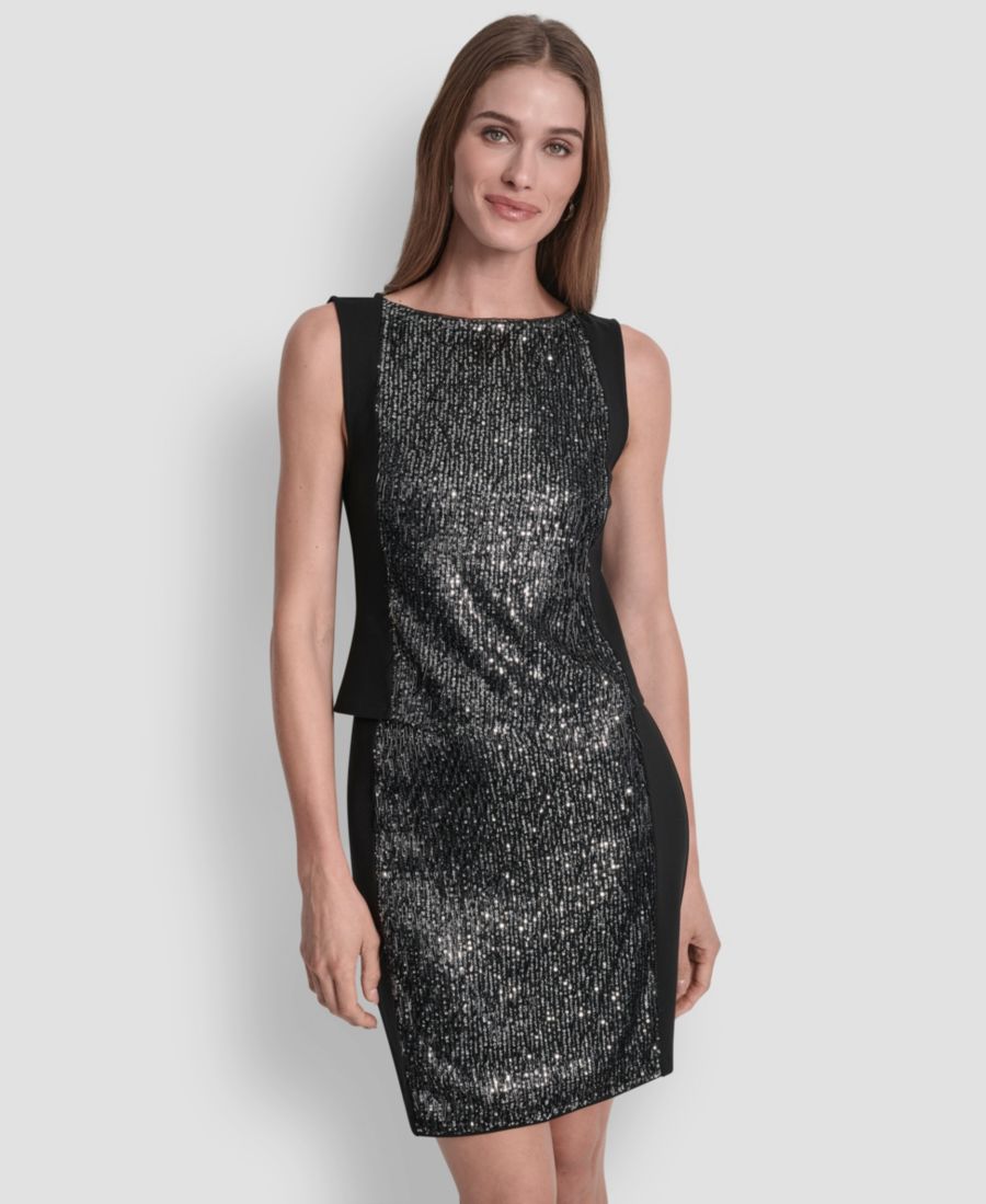 

Женский топ без рукавов с пайетками DKNY, Black/silver