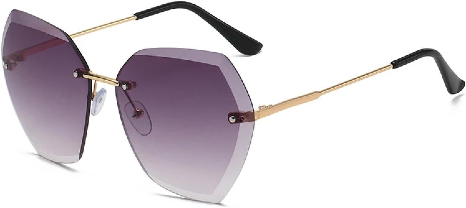 

Модные солнцезащитные очки без оправы неправильной формы для женщин и мужчин, в стиле ретро, ​​роскошные очки для активного отдыха и путешествий, солнцезащитные очки UV400 TKKTLLT, Gold Gradient Gray