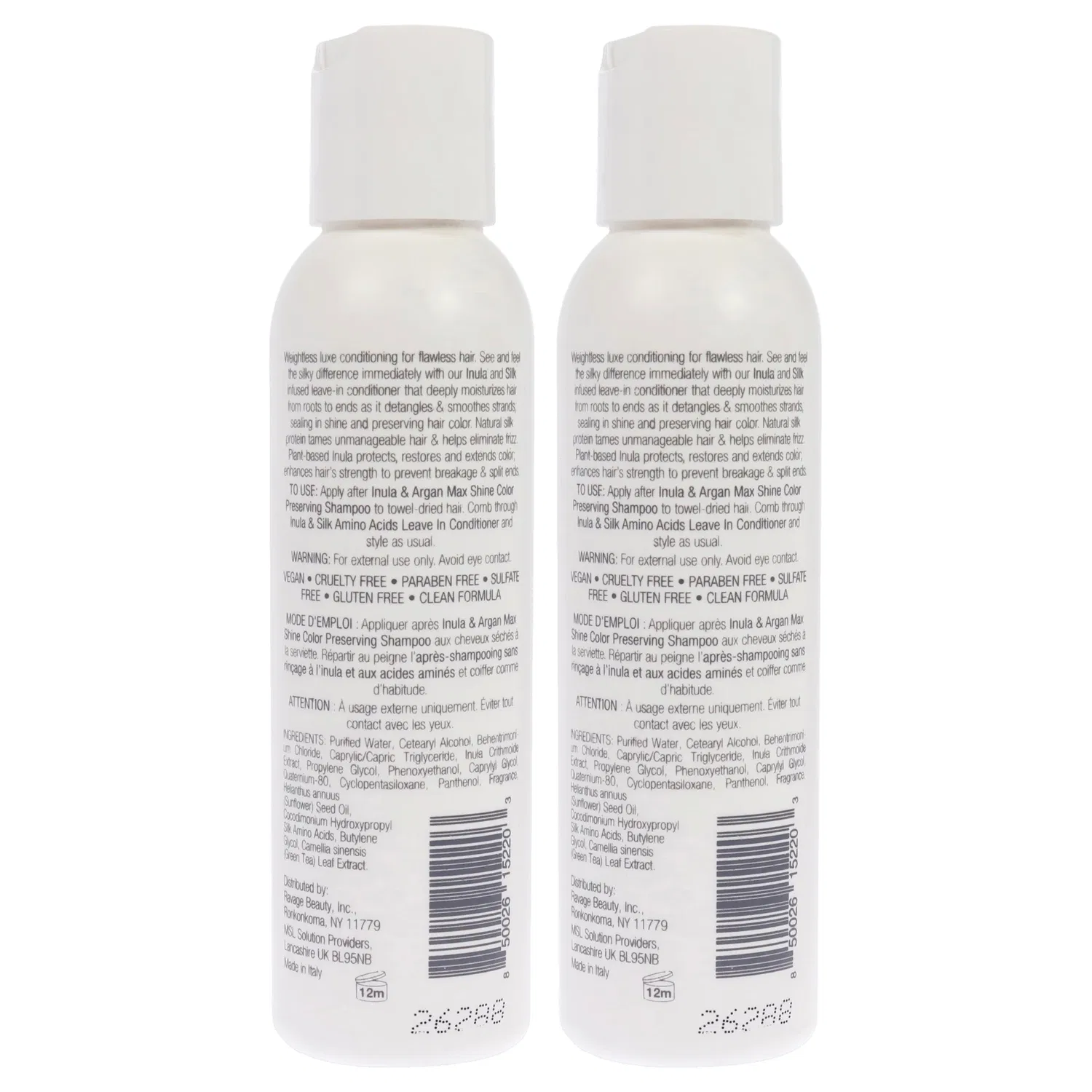 Несмываемый кондиционер Inula Plus Silk Amino Acids от e.fek.tiv для мужчин и женщин - 113 мл - упаковка из 2 штук, белый — фото 3