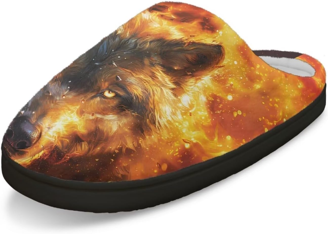 

Домашние тапочки для женщин и мужчин, размеры 4-12, плюшевые, ультрамягкие, уютные, без шнурков Fuojuvelie, Wolf