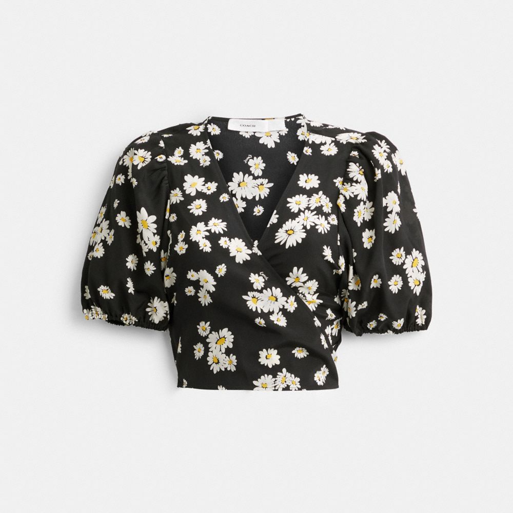 

Блуза Coach Floral Wrap Blouse, черный