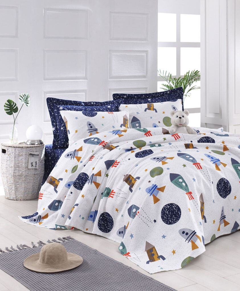 

L'Essentiel Linge de Maison, Spacex - Dark Blue, комплект одинарных пике и наволочек, темно-синий, 100 % ХЛОПОК, 160 x 235 см