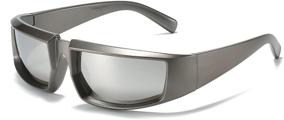 

Спортивные солнцезащитные очки в стиле стимпанк, серебристые, для женщин, зеркальные, для мужчин, панк, унисекс, для активного отдыха, с защитой от УФ-излучения UV400 generic, Gun Silver