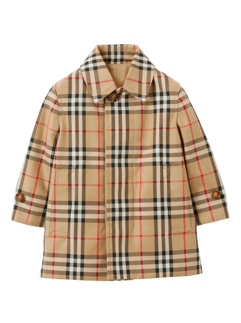 Тренч в клетку BURBERRY KIDS, нейтральный — фото 2