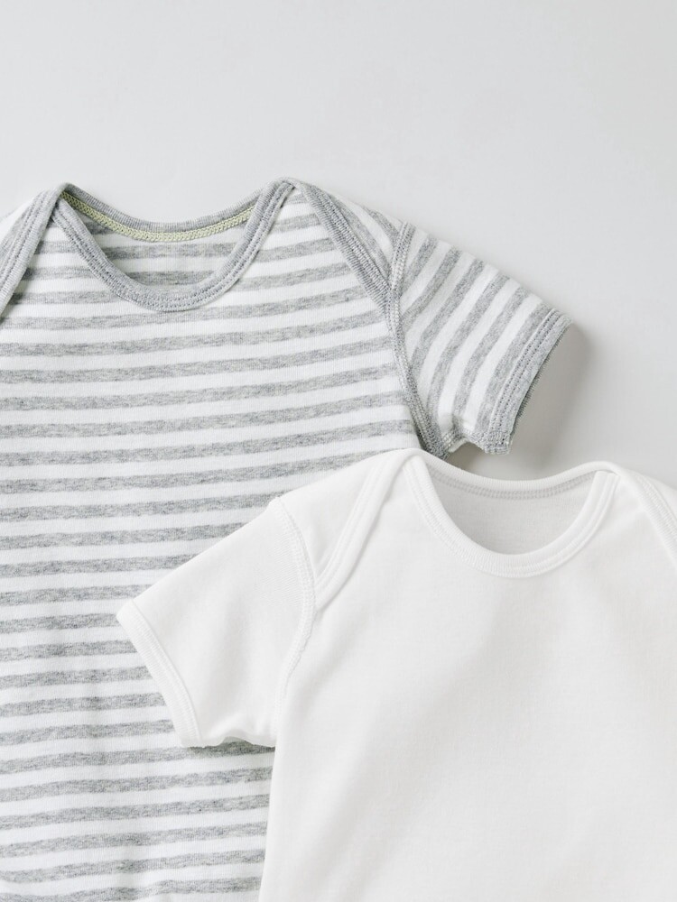 Боди для новорожденных из 100% хлопка с короткими рукавами Uniqlo, цвет 00 белый — фото 2