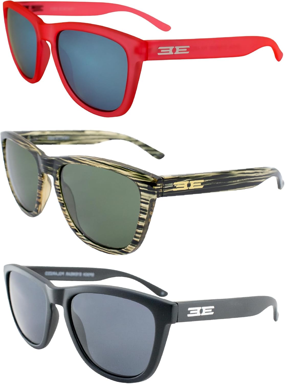 

Солнцезащитные очки Epoch Eyewear Vibe с поляризацией, женские и мужские, 3 пары: розовые с синими зеркальными линзами, зеленые с зелеными зеркальными линзами и черные с дымчатыми линзами, Pink-blue/Green-green/Black-smoke