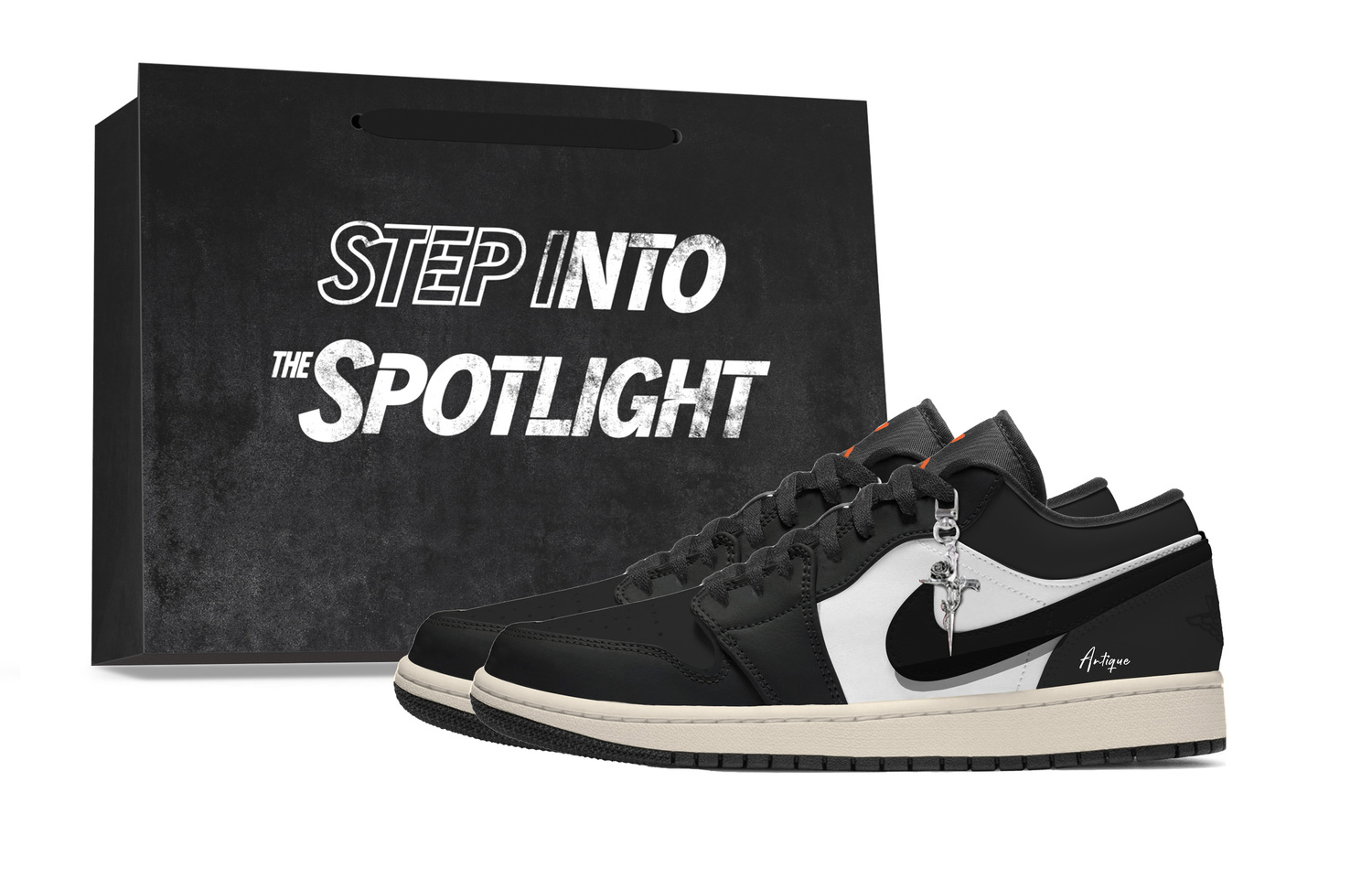 

Jordan Кроссовки Air 1 Box Nighttime с кожаной амортизацией, износостойкие низкие винтажные баскетбольные кроссовки унисекс, черный