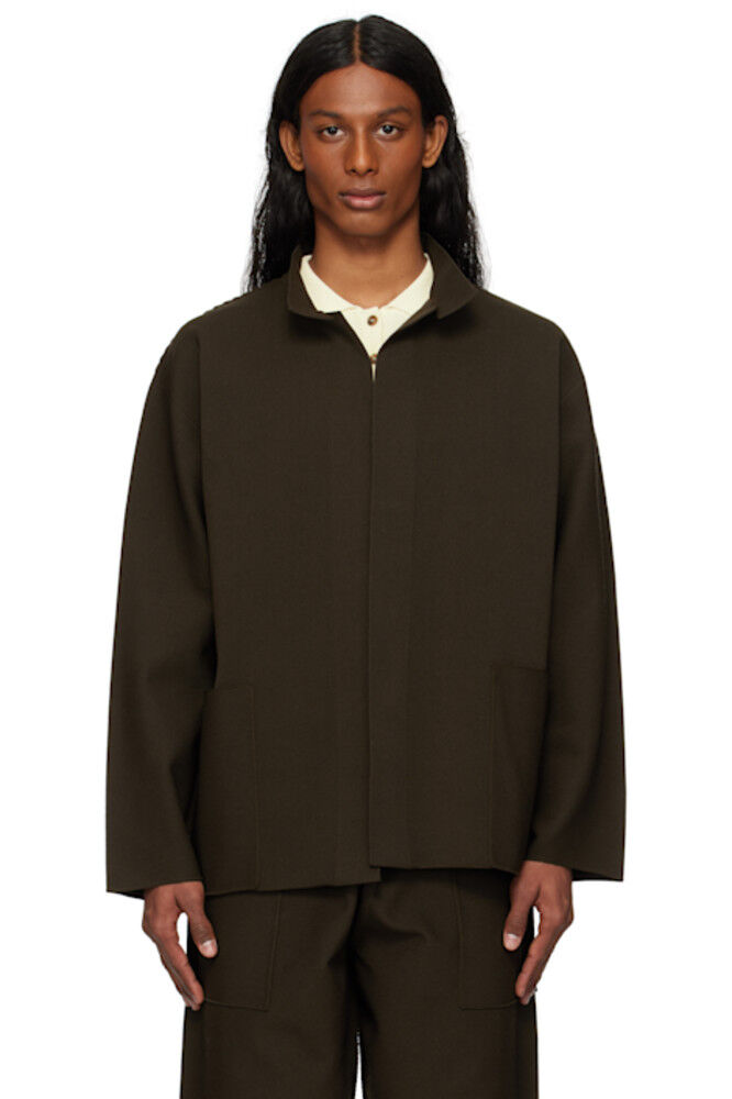 

Коричневый вязаный жакет с инкрустацией HOMME PLISSÉ ISSEY MIYAKE