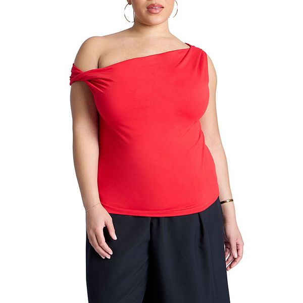 

Женский топ с асимметричными рукавами, plus size Eloquii, High Risk Red