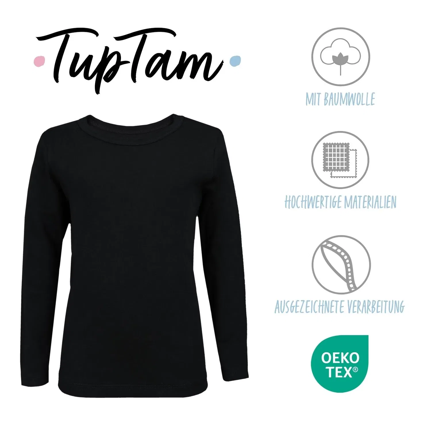 Комплект из 3 футболок с длинным рукавом TupTam, черный — фото 2